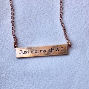 NWT Just Me, My Elf & I Rose Gold Toned Dainty Christmas Holiday Necklace